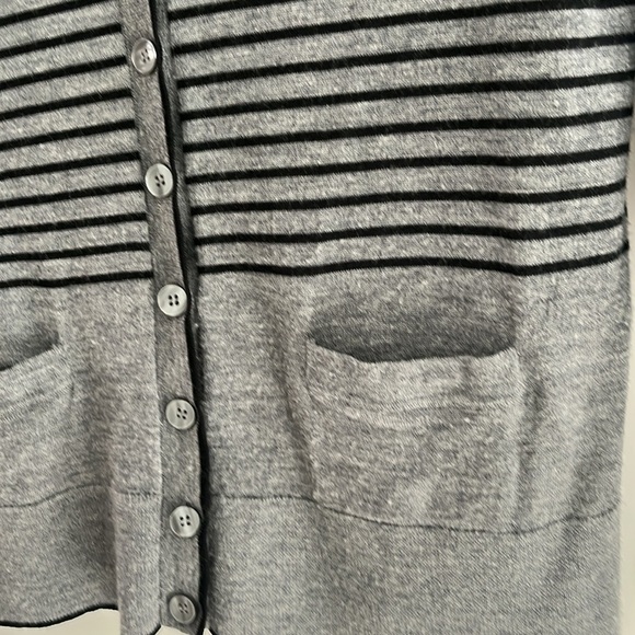 Halogen Cardigan Gray/Black Stripe V neck Lightweight XL - Picture 5 of 7